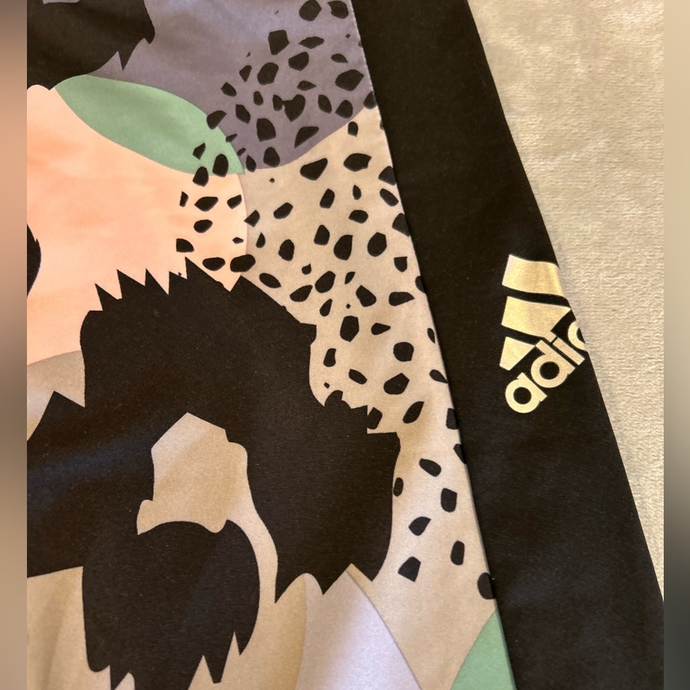 Adidas Kids Patterned Leggings - Multicolor Girls Size L/14 - Picture 3 of 9